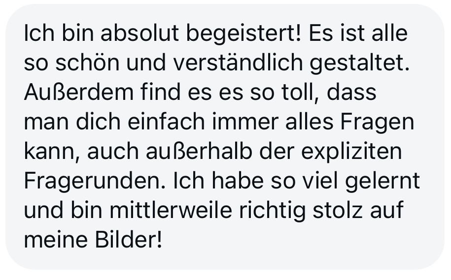 Feedback Tierfotografieschule Lea
