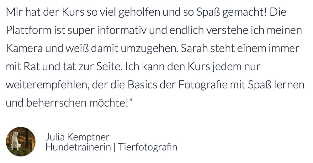 Feedback zum Hundefotografie Kurs