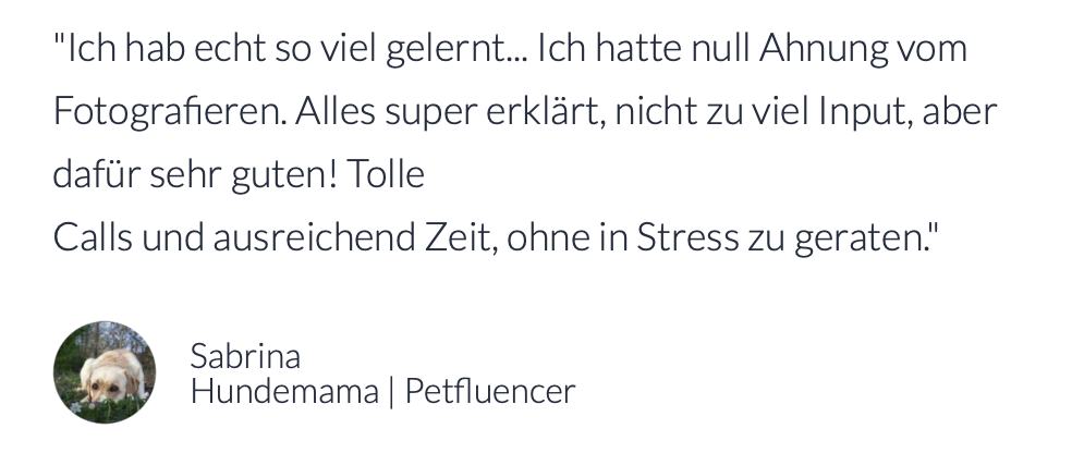 Feedback zum Online Kurs Hundefotografie